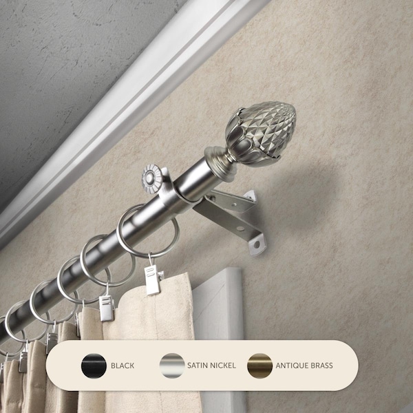 Kd 0.8125 in. Opal Curtain Rod with 66 to 120 in. Extension, Satin Nickel KD3719143 - main